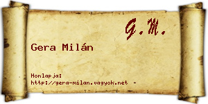 Gera Milán névjegykártya